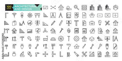 Architectural and designs apps icon set, vector, icons collection