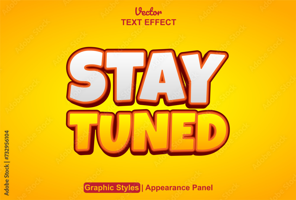 stay tuned text effect with editable red graphic style.