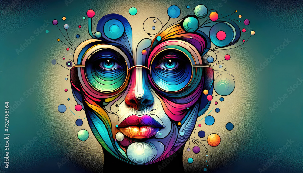 abstract colorful portrait woman