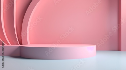 Minimal scene with podium and abstract background. Pastel colors scene. 3D illustration, generative ai, © curek