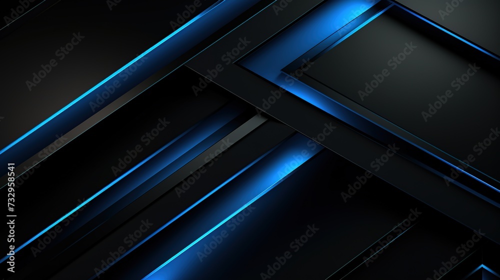 Modern black blue abstract background. Minimal. Color gradient. Dark. Web banner. Geometric shape. 3d effect. Lines stripes triangles. Design. Futuristic. Cut paper or metal effect. Luxury. Premium., 