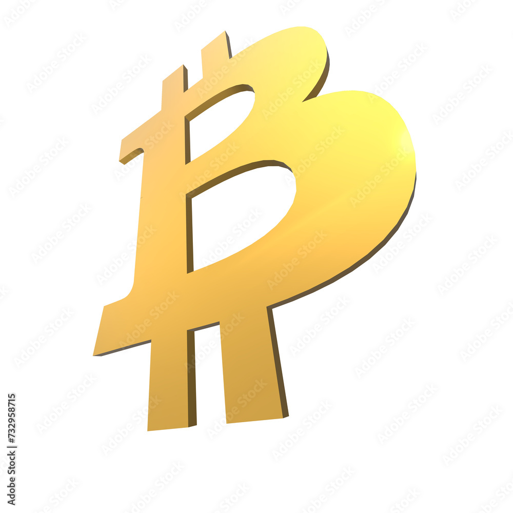Obraz premium 3d rendering shiny gold bitcoin logo symbol icon perspective view,3d render