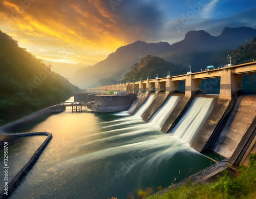 Obraz na płótnie dam at sunset