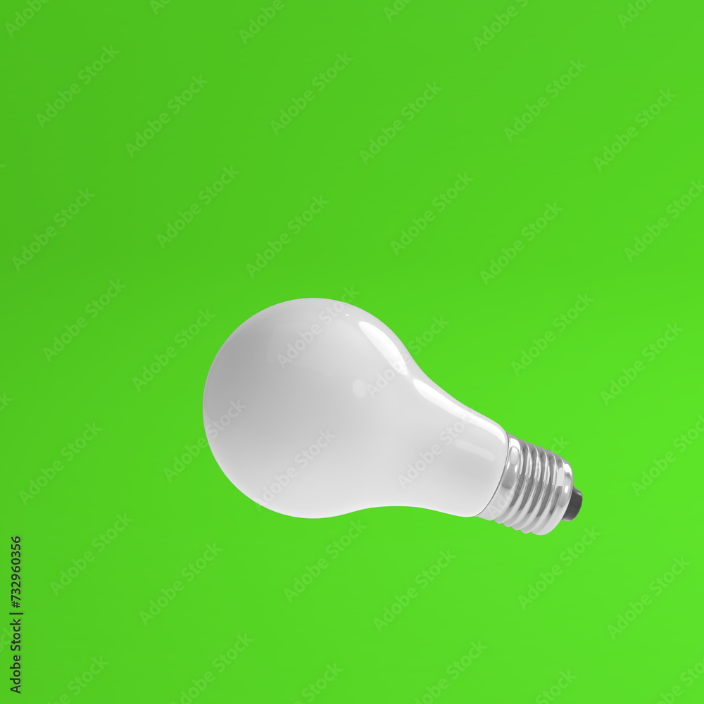 White light bulb on bright color background in pastel colors. Minimalist concept, bright idea concept, isolated lamp. 3d render illustration White light bulb on bright color background in pastel colors. Minimalist concept, bright idea concept, isolated lamp. 3d render illustration