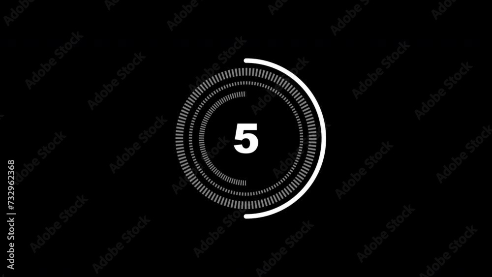 Animated countdown timer. 10 second countdown number on black background. 4k Video