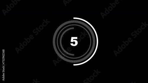 Animated countdown timer. 10 second countdown number on black background. 4k Video photo