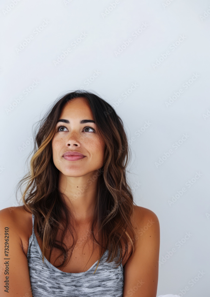 Portrait of a beautiful diverse woman isolated on a white copy space background for text. Portrait of a beautiful diverse woman isolated on a white copy space background for text.