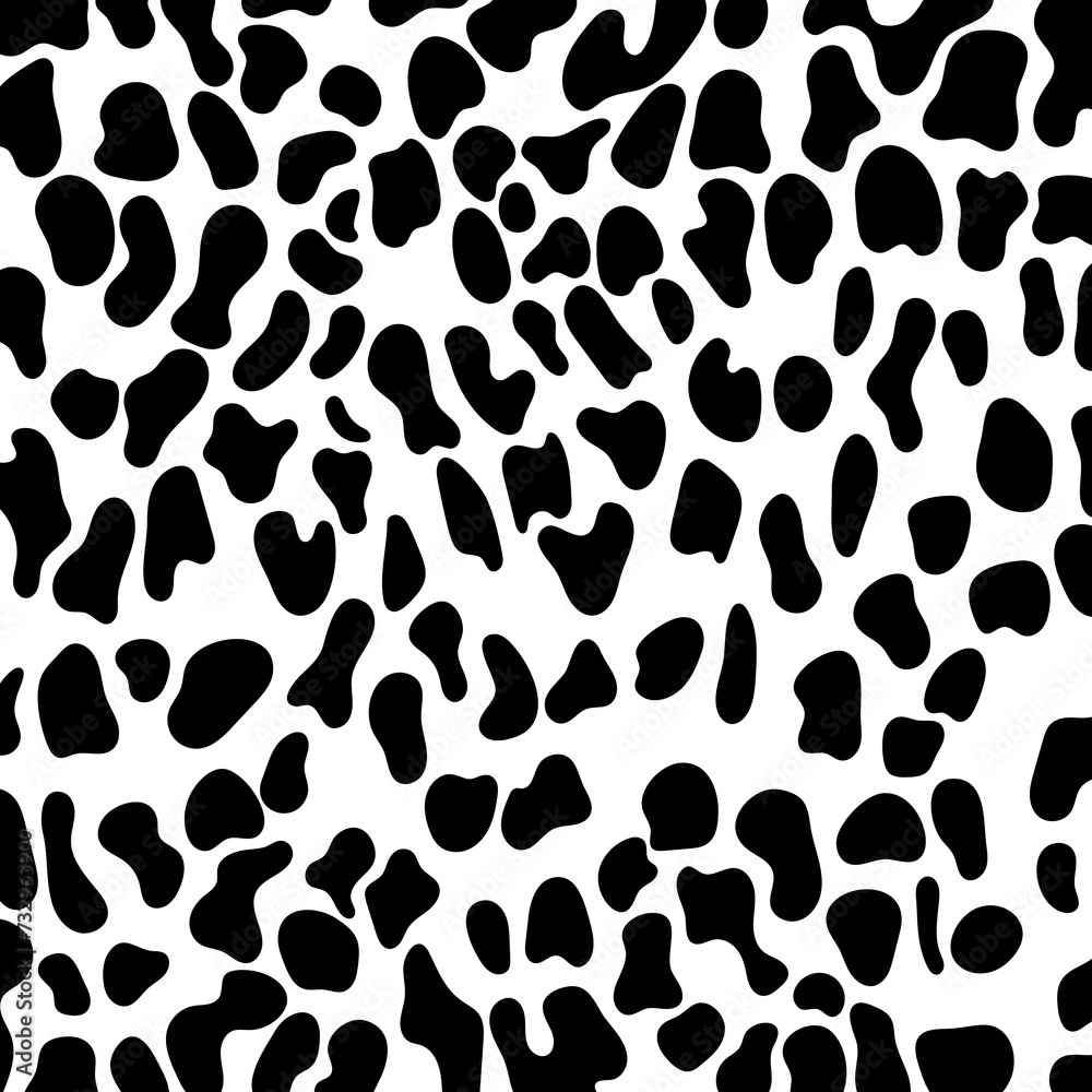 Abstract animal skin leopard, cheetah, Jaguar seamless pattern design. Black and white seamless camouflage background.