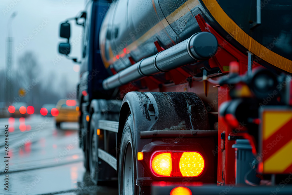 A tanker truck transporting oil from a drilling site A tanker truck transporting oil from a drilling site