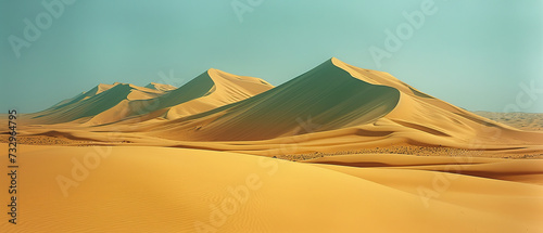a many sand dunes in the desert with a sky background