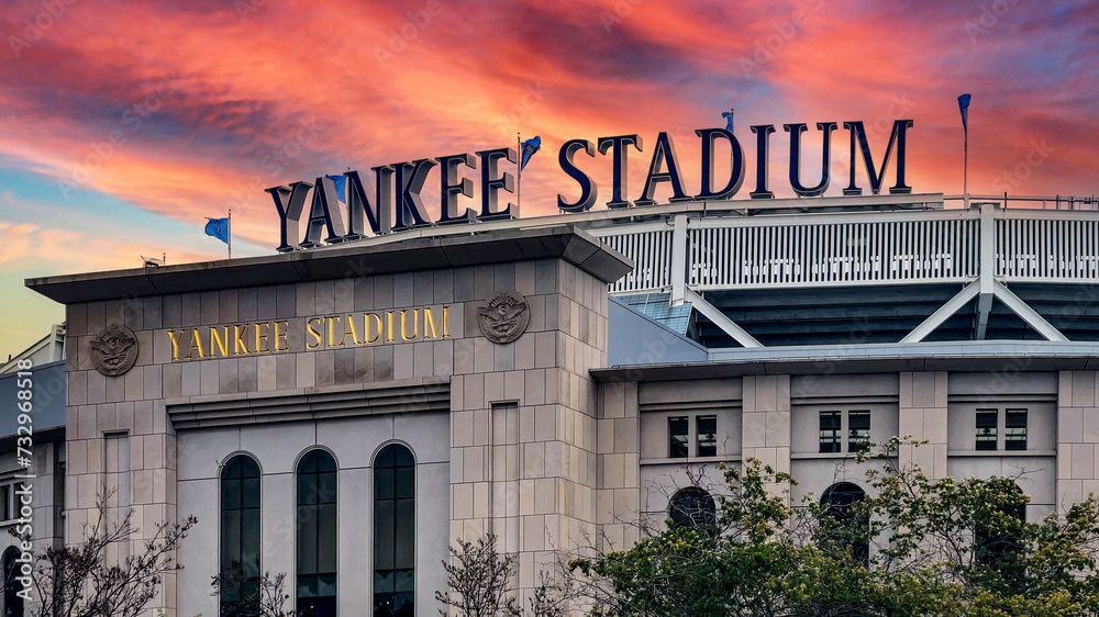 New York, USA; January 3, 2024 Entrance and sign at Yankee Stadium in