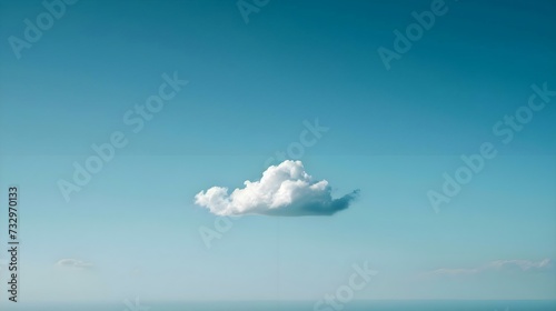 a lone cloud in a blue sky above the ocean