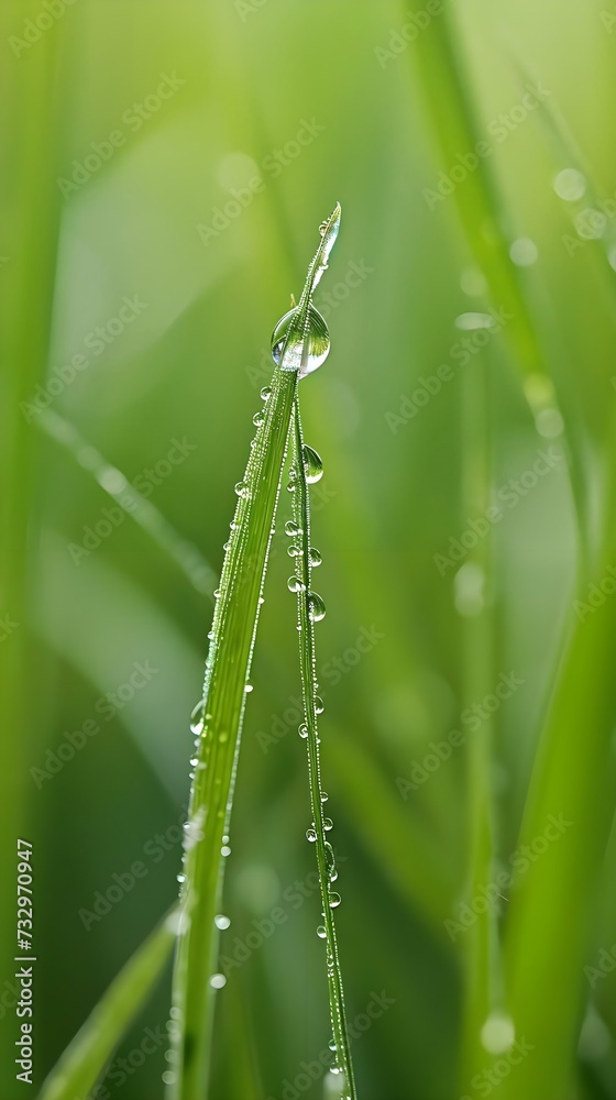 Obraz premium a close up of water droplets on a blade of grass