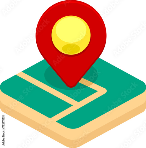Illustrative image of the location icon, area location pin has been marked on the map