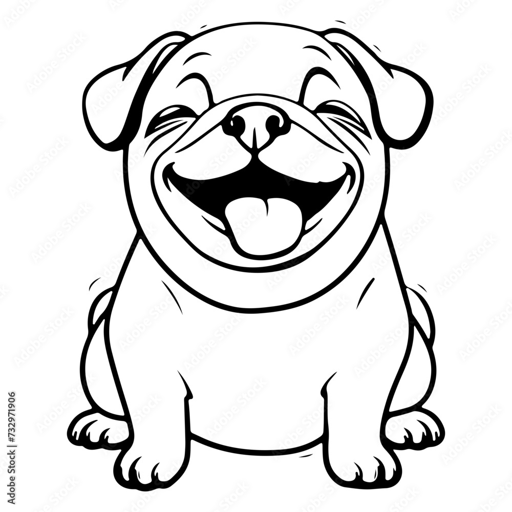 A funny and smiley pug puppy