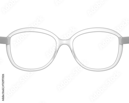 Modern white eyeglasses on a white background. Clean design concept. 3D Rendering