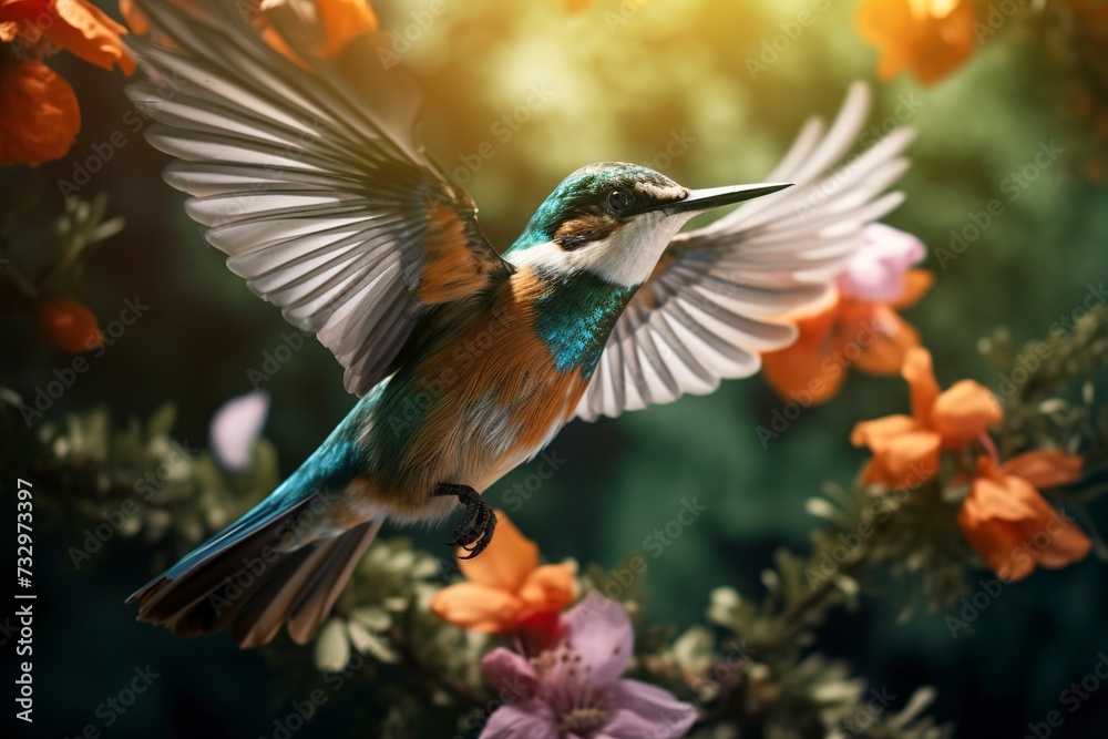 Fototapeta premium beautiful birds with blurred natural background with generative ai