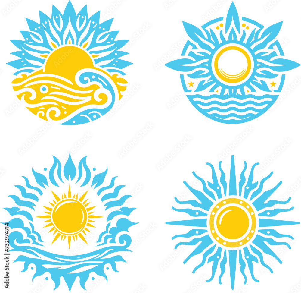 Fototapeta premium set of sun icons vector illustrations new 