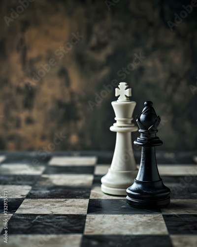 a black and white chess piece on a chess board