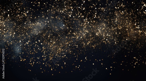 Shiny particles on a dark background. Glowing sparks, deep space texture effects. Mysterious and mystical background.