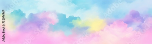 Watercolor pink blue yellow purple sky clouds abstract background © Eyepain