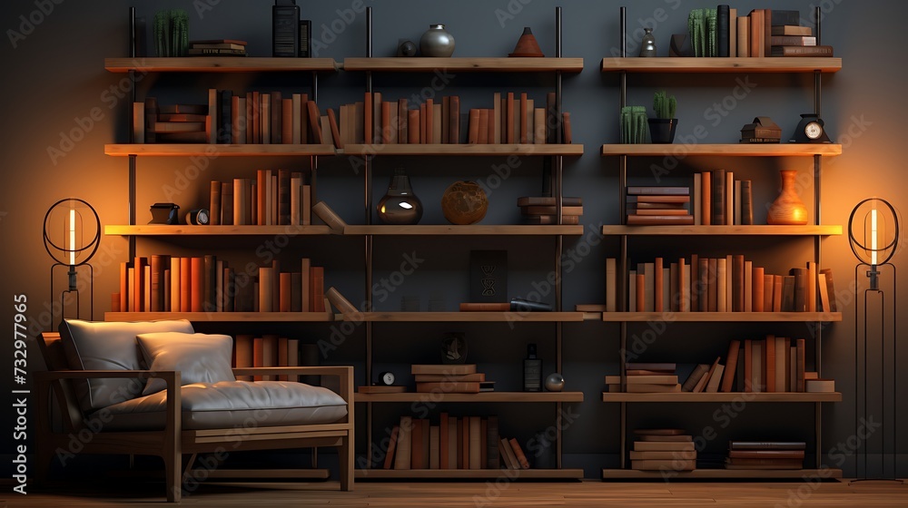 A minimalistic bookshelf used strategically to section off different parts of the room
