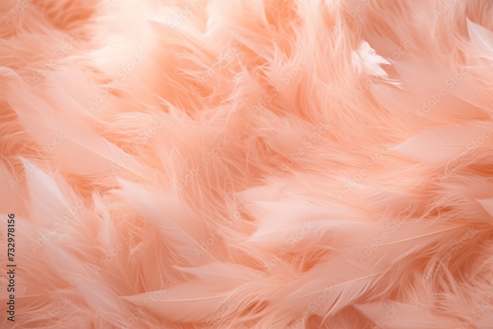 Pink flamingo abstract background of fluffy peach fuzz feathers that are delicate