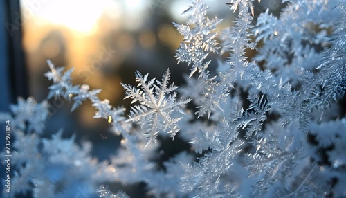 a close up of a frosted plant with the sun in the background