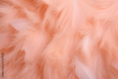 Pink flamingo abstract background of fluffy peach fuzz feathers that are delicate © Eyepain