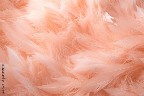 Pink flamingo abstract background of fluffy peach fuzz feathers that are delicate © Eyepain