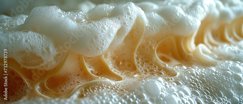 a close up of a piece of food with foam