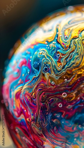 a close up of a colorful glass bowl
