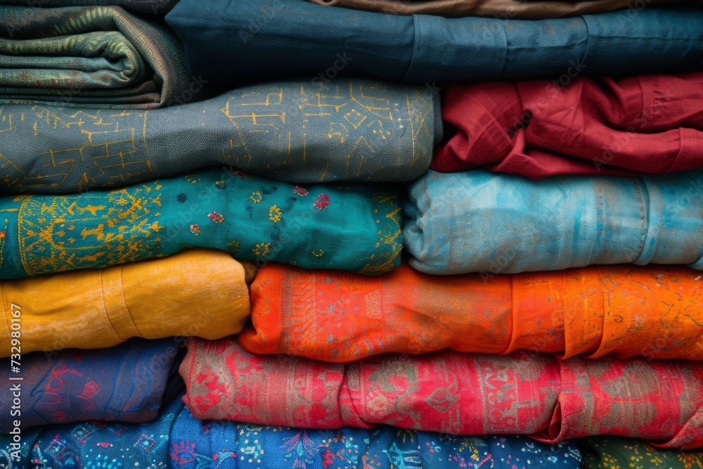 a stack of colorful garments