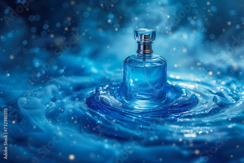 Perfume Bottle with Mystical Blue Smoke