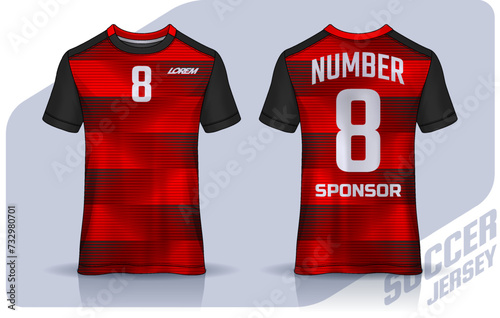 t-shirt sport design template, Soccer jersey mockup for football club. uniform front and back view.	