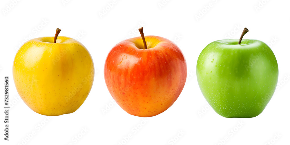 Collection set of colored apples on an isolated transparent background. Collection set of colored apples on an isolated transparent background.