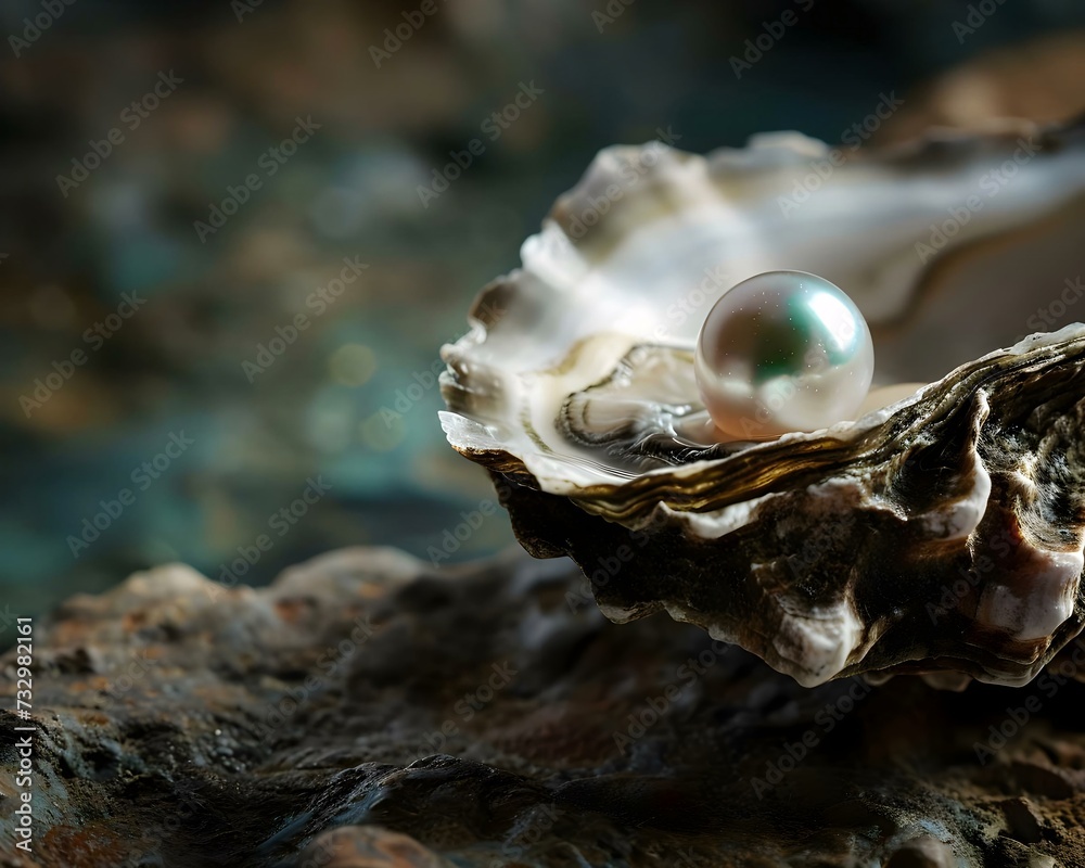 a pearl in a shell on a rock a pearl in a shell on a rock