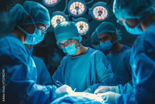 Surgical Team Performing Operation in Hospital