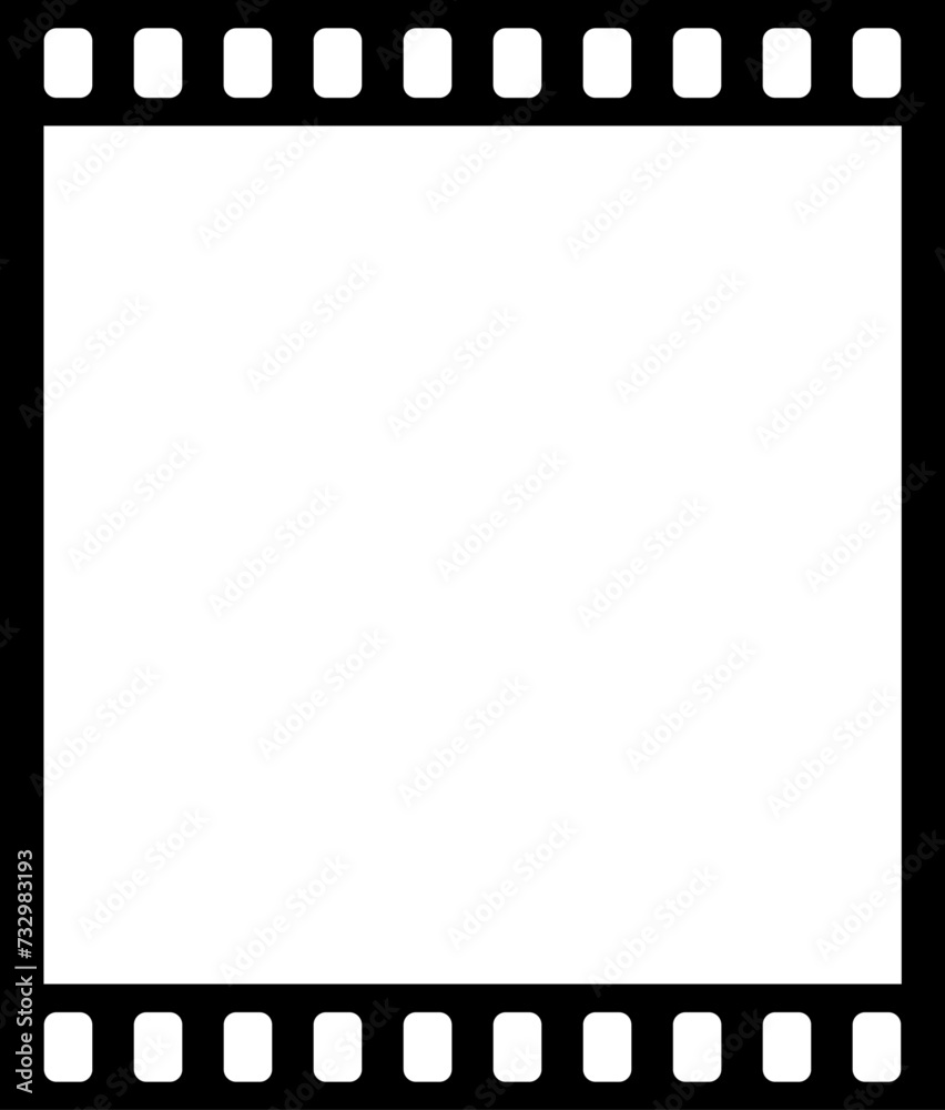 Film strip isolated. Video tape photo film strip frame. Blank photo frames. Retro film roll.