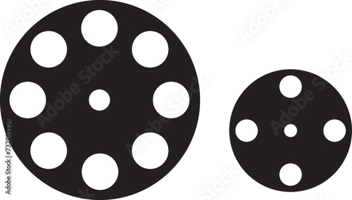 Action, video, cinema camera. Editable vector illustration stroke. Transparent background.