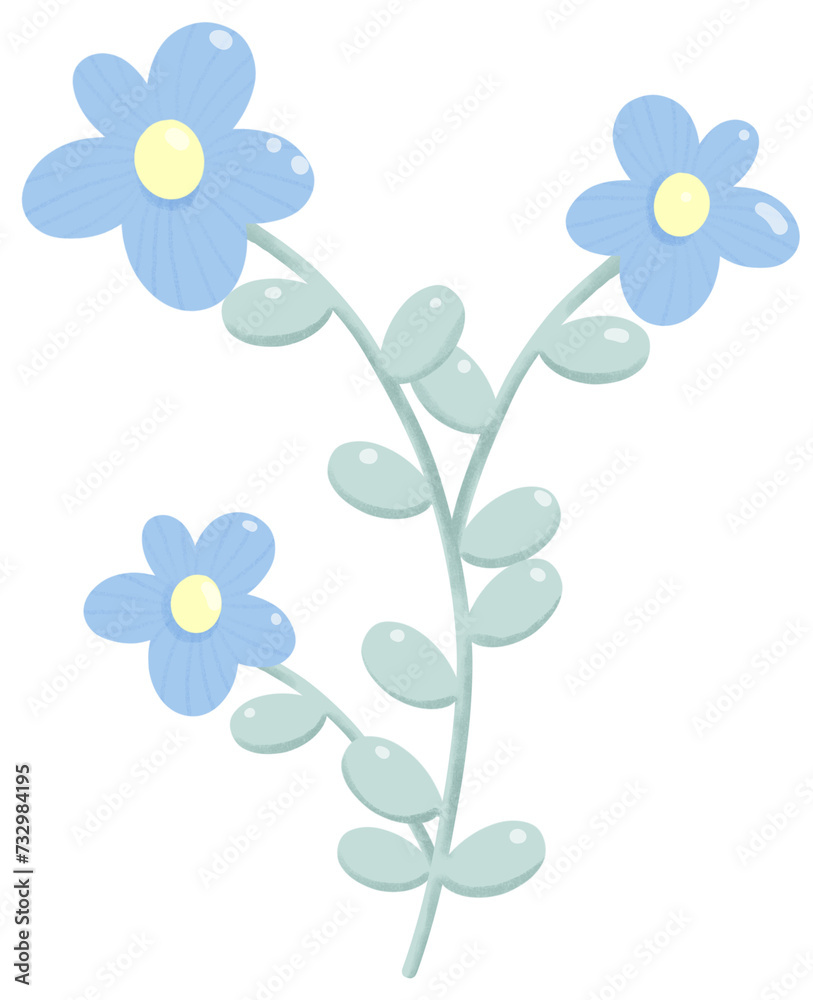 Blue flowers and leaves Blue flowers and leaves