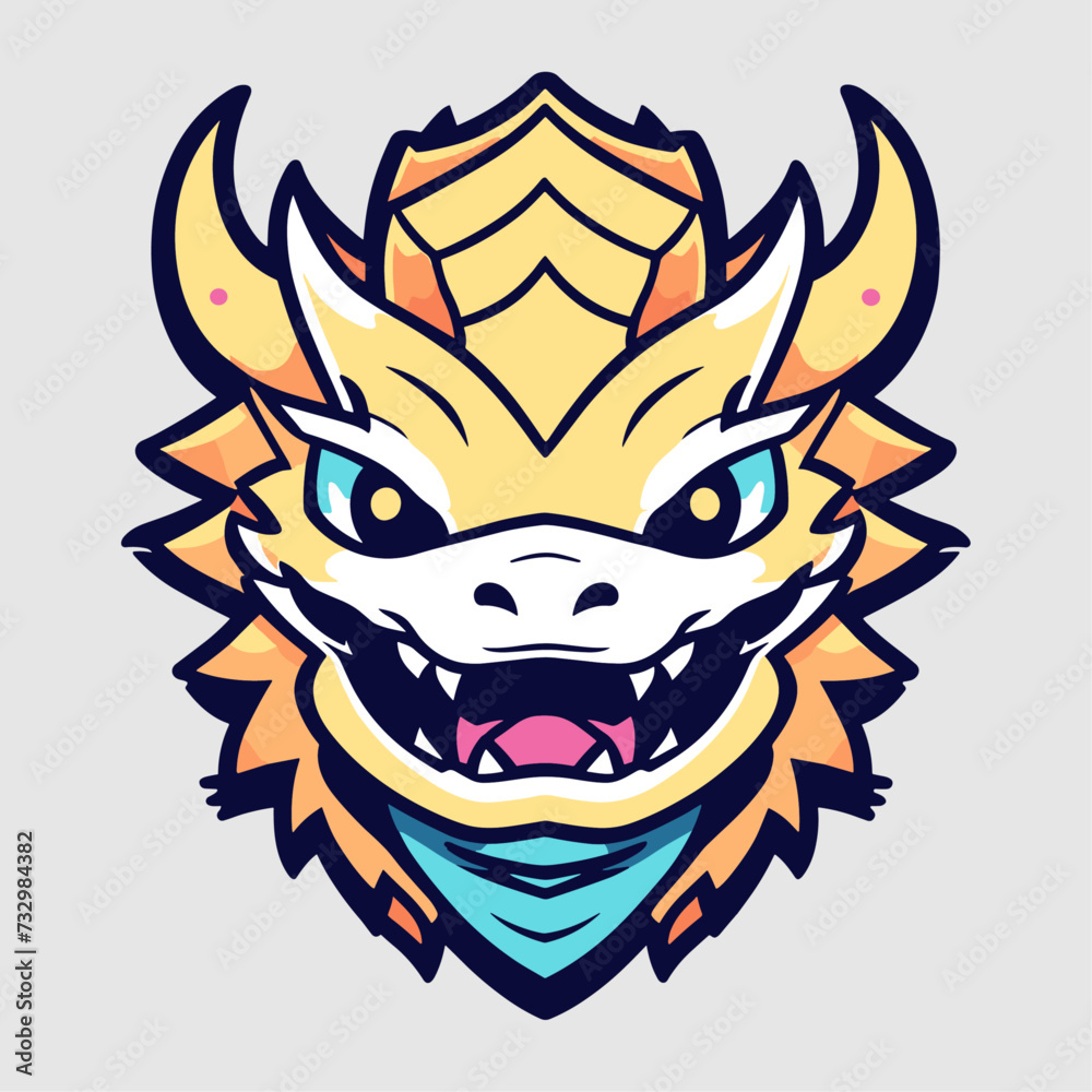 cute dragon head vector art