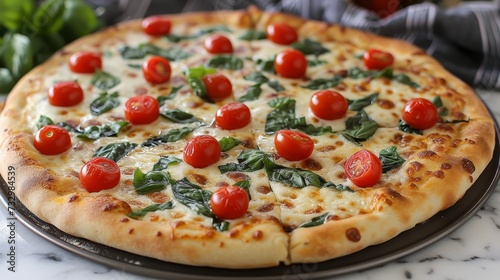 fresh Margherita pizza with tomatoes and basil