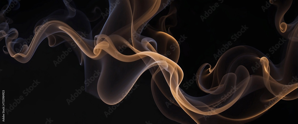 Abstract smoke swirls on a black background, creating a mesmerizing and dreamlike image - obrazy, fototapety, plakaty 
