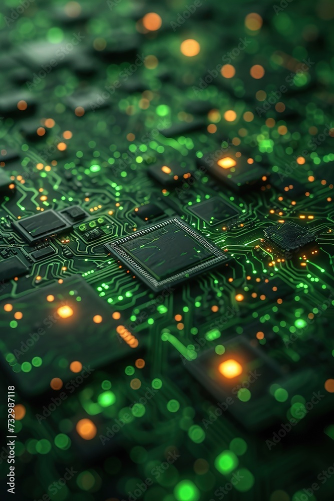 Obraz premium Abstract matrix like information technology background about government, public, IT with a green color palette.