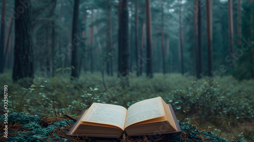 Blank notebook at the forest