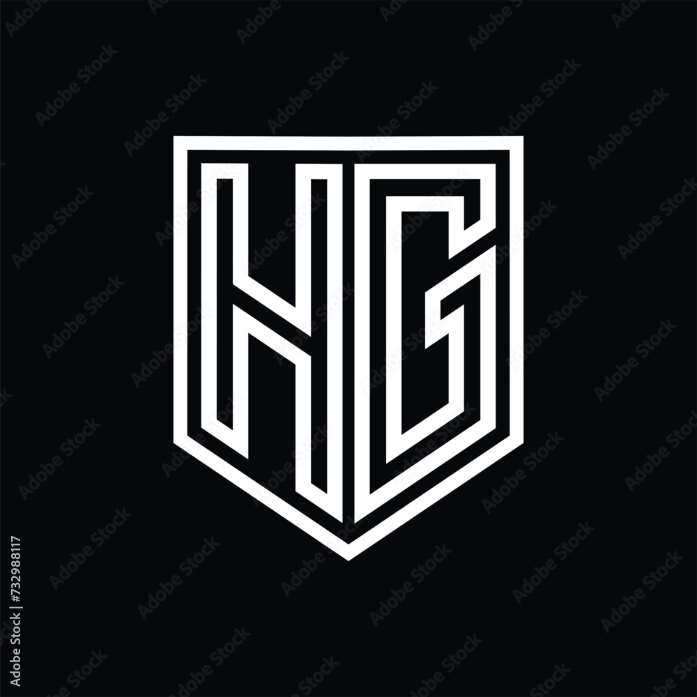 HG Letter Logo monogram shield geometric line inside shield isolated style design HG Letter Logo monogram shield geometric line inside shield isolated style design