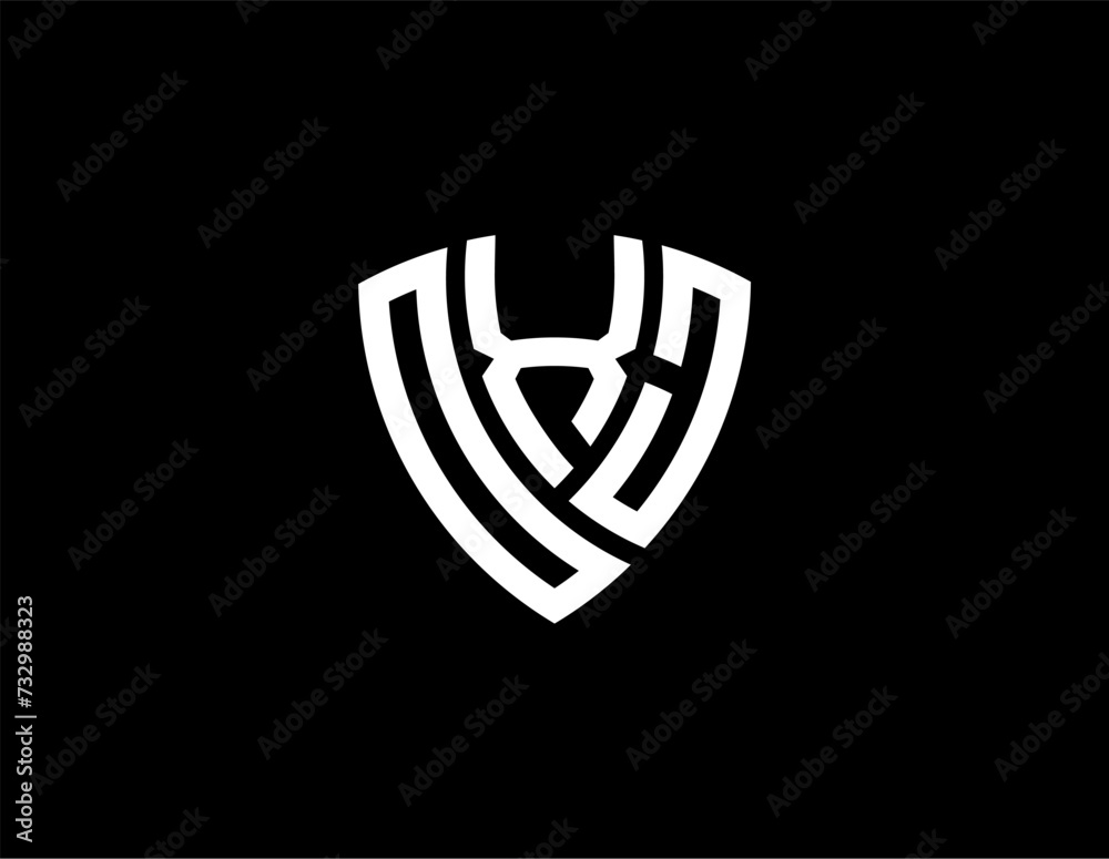 OXJ creative letter shield logo design vector icon illustration OXJ creative letter shield logo design vector icon illustration