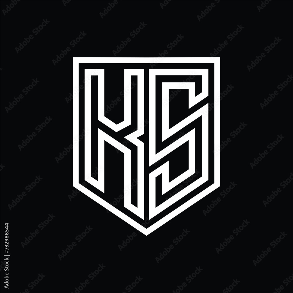KS Letter Logo monogram shield geometric line inside shield isolated style design KS Letter Logo monogram shield geometric line inside shield isolated style design