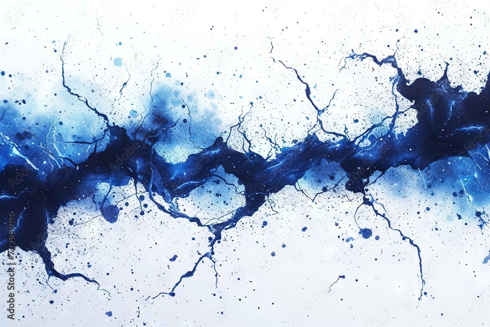 Abstract blue cosmic chemogram, chemigram crack.
